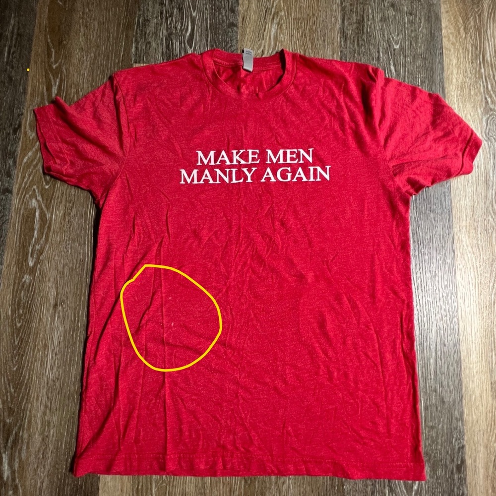 Next Level T-Shirt Mens Large Red Make Men Manly Again Daily Wire DW Graphic Tee